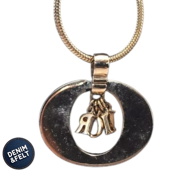 Christian Dior Vintage Gold Plated 2 Way Charm Logo Pendant Necklace |PRELOVED 💜 - Picture 9 of 16